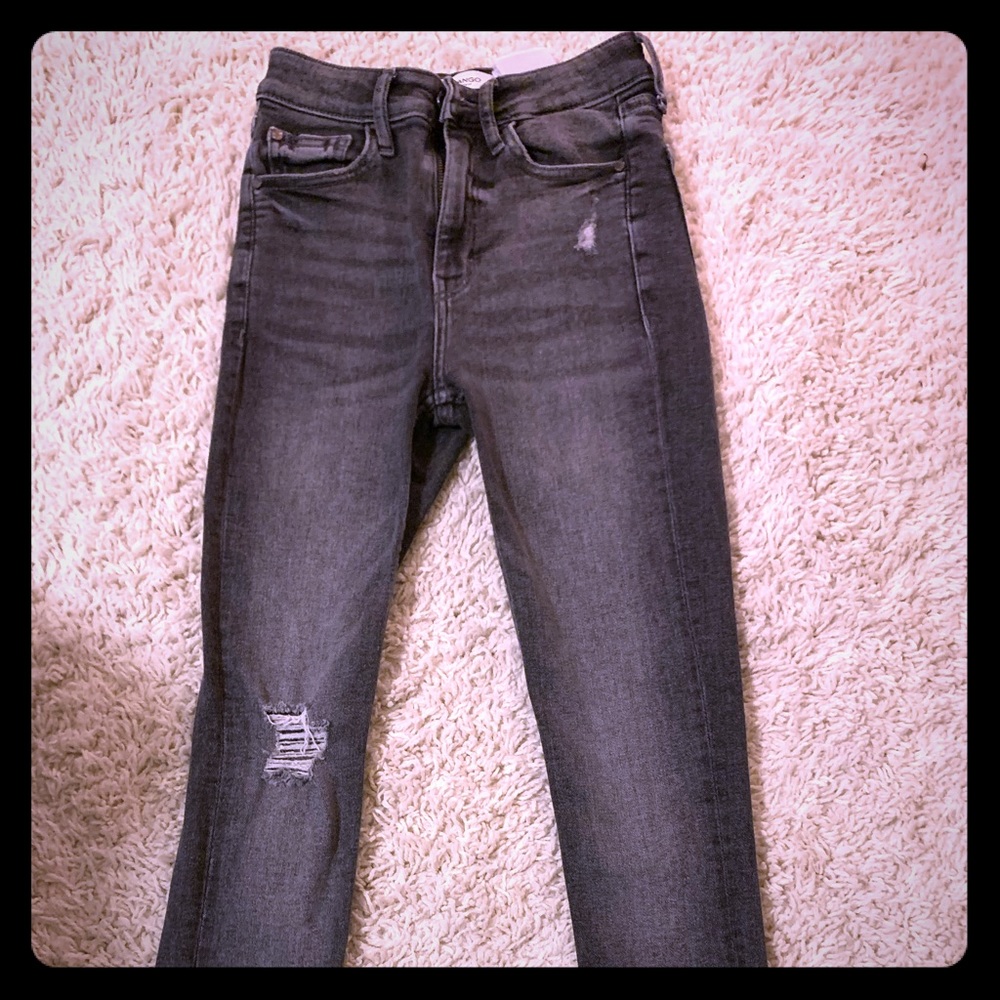 Grey skinny ripped jeans